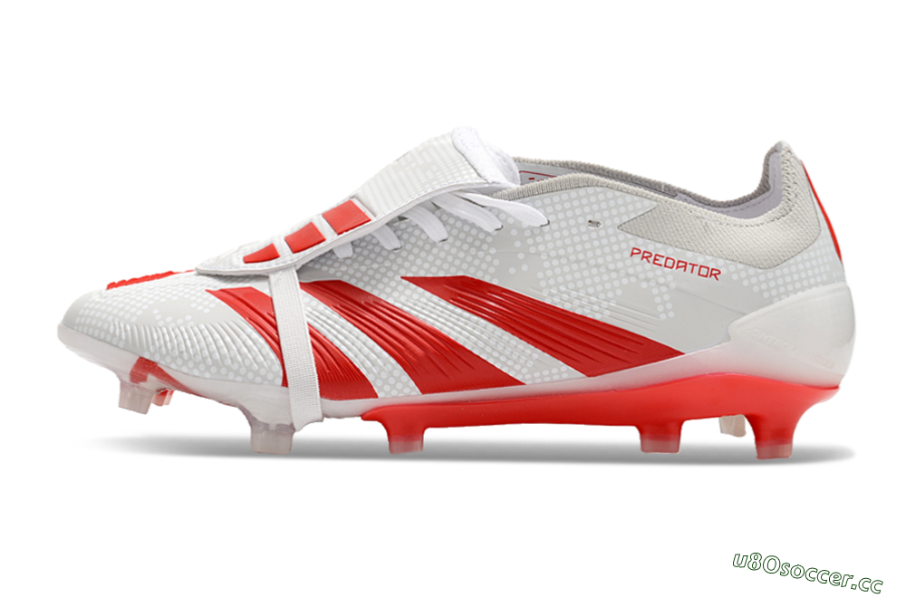Men's Adidas Predator Elite Foldover Tongue FG Firm Ground Low-Tops Football Boots - Beige/Red/White 0