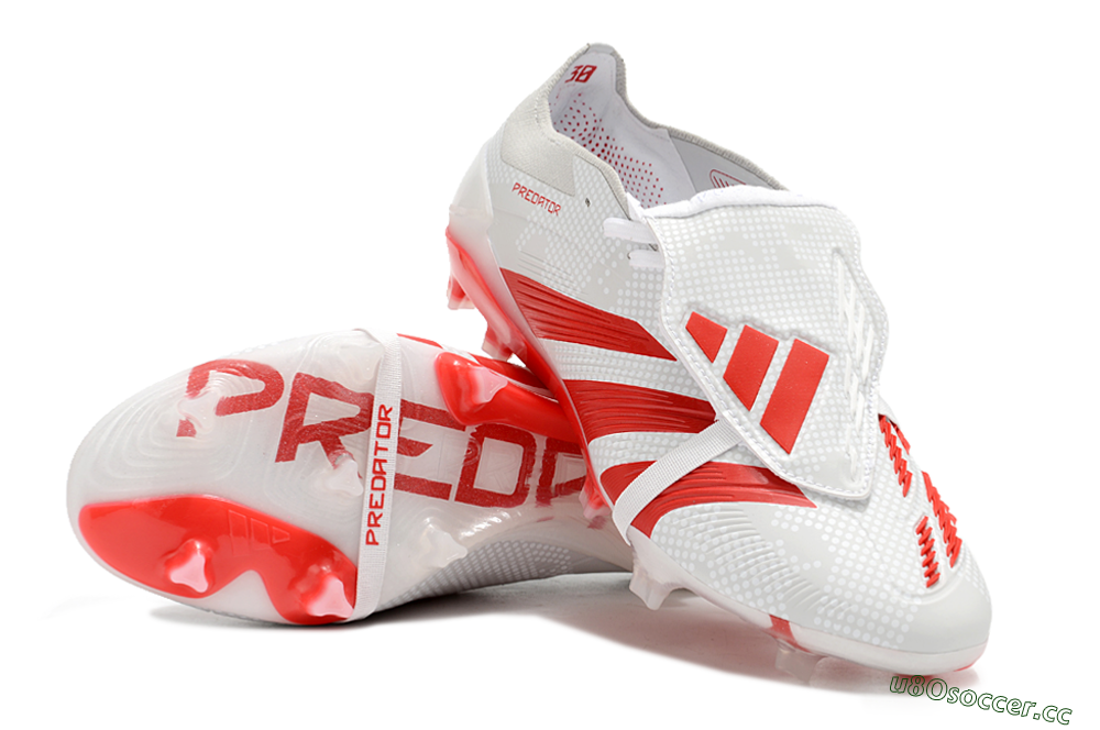 Men's Adidas Predator Elite Foldover Tongue FG Firm Ground Low-Tops Football Boots - Beige/Red/White 3