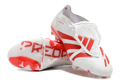 Men's Adidas Predator Elite Foldover Tongue FG Firm Ground Low-Tops Football Boots - Beige/Red/White
