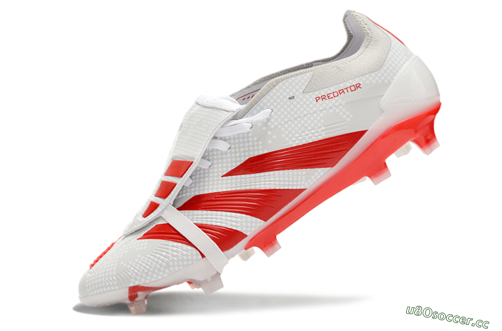 Men's Adidas Predator Elite Foldover Tongue FG Firm Ground Low-Tops Football Boots - Beige/Red/White 5