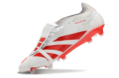 Men's Adidas Predator Elite Foldover Tongue FG Firm Ground Low-Tops Football Boots - Beige/Red/White