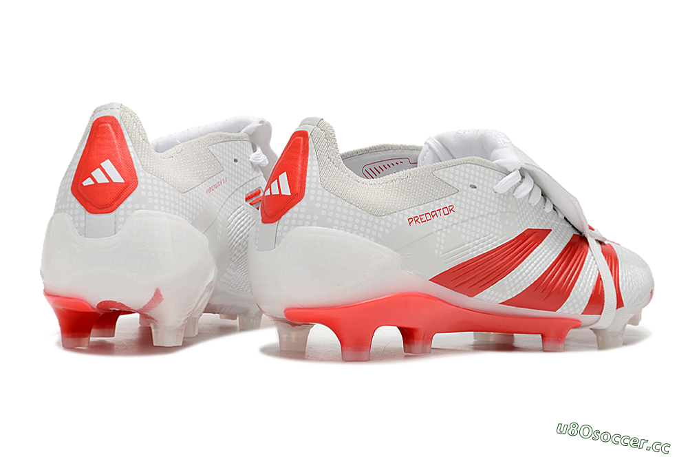 Men's Adidas Predator Elite Foldover Tongue FG Firm Ground Low-Tops Football Boots - Beige/Red/White 6