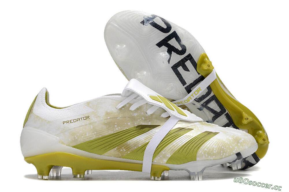 Men's Adidas Predator Elite Foldover Tongue FG Firm Ground Low-Tops Football Boots - White/Yellow/Green 2