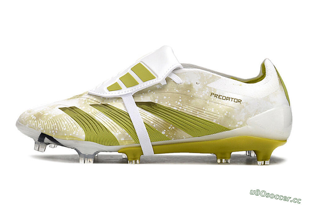 Men's Adidas Predator Elite Foldover Tongue FG Firm Ground Low-Tops Football Boots - White/Yellow/Green 0