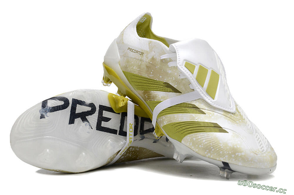 Men's Adidas Predator Elite Foldover Tongue FG Firm Ground Low-Tops Football Boots - White/Yellow/Green 3