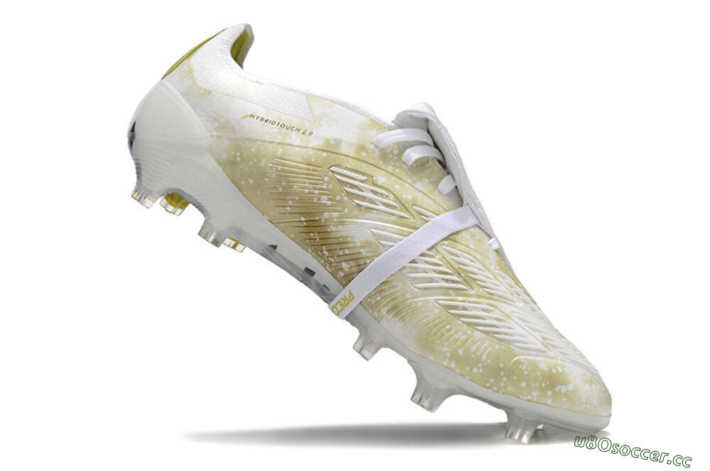 Men's Adidas Predator Elite Foldover Tongue FG Firm Ground Low-Tops Football Boots - White/Yellow/Green 4