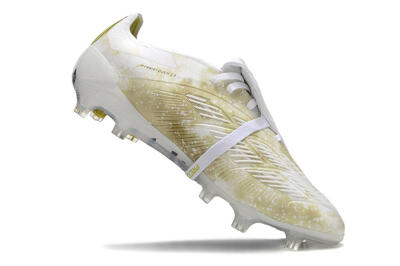 Men's Adidas Predator Elite Foldover Tongue FG Firm Ground Low-Tops Football Boots - White/Yellow/Green