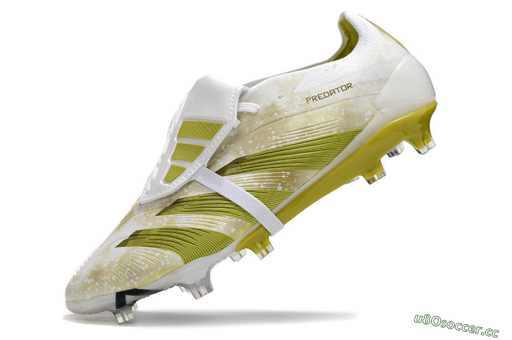 Men's Adidas Predator Elite Foldover Tongue FG Firm Ground Low-Tops Football Boots - White/Yellow/Green 5