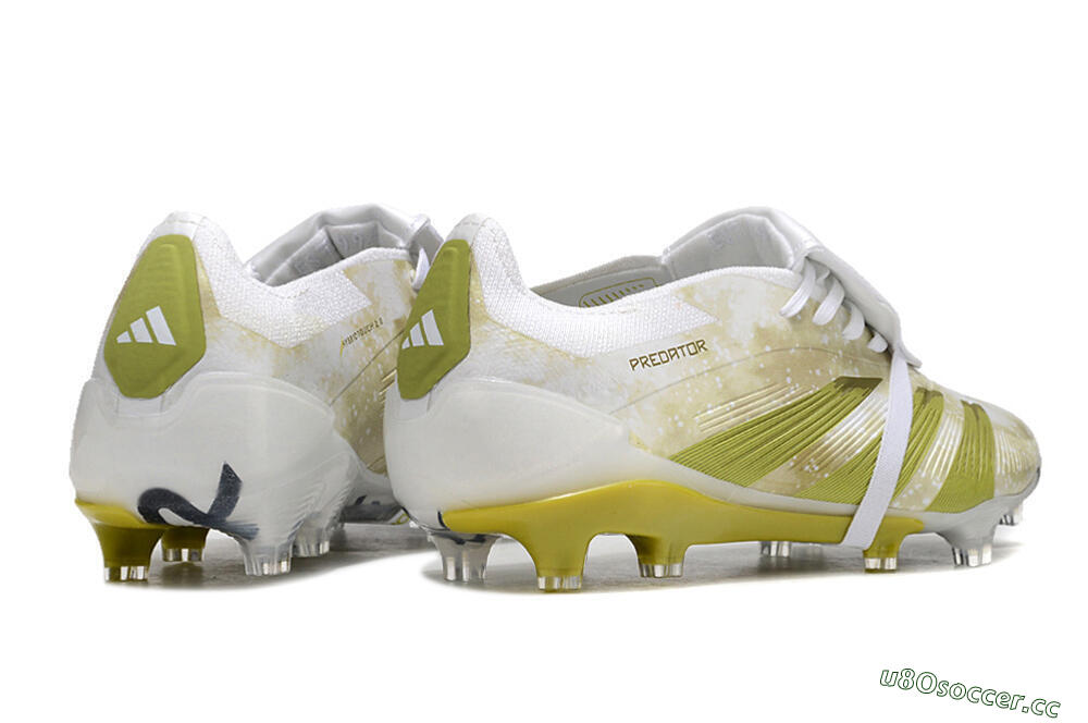 Men's Adidas Predator Elite Foldover Tongue FG Firm Ground Low-Tops Football Boots - White/Yellow/Green 6