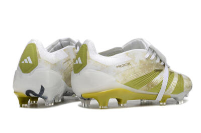 Men's Adidas Predator Elite Foldover Tongue FG Firm Ground Low-Tops Football Boots - White/Yellow/Green