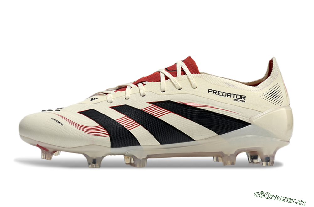Unisex Adidas Predator Elite 2025 Goal Hunter FG Firm Ground Low-Tops Football Boots - Beige/Black/Red 0