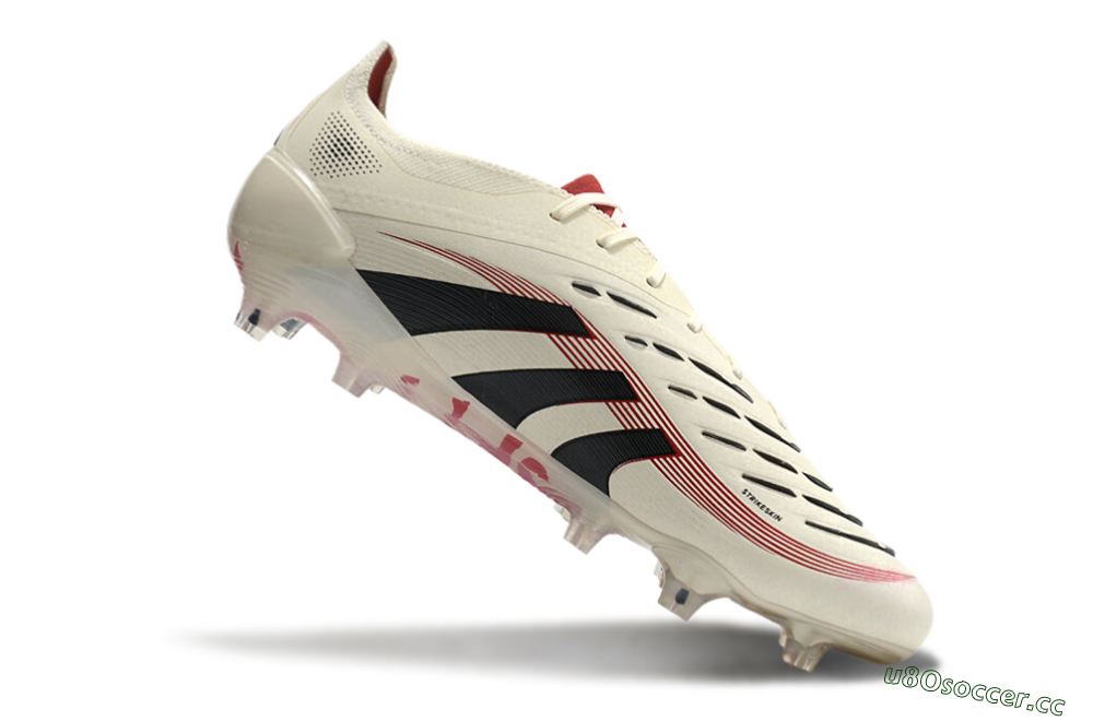 Unisex Adidas Predator Elite 2025 Goal Hunter FG Firm Ground Low-Tops Football Boots - Beige/Black/Red 4