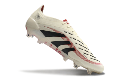 Unisex Adidas Predator Elite 2025 Goal Hunter FG Firm Ground Low-Tops Football Boots - Beige/Black/Red