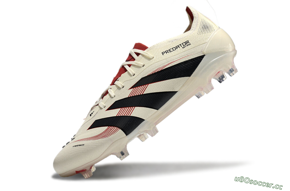 Unisex Adidas Predator Elite 2025 Goal Hunter FG Firm Ground Low-Tops Football Boots - Beige/Black/Red 5
