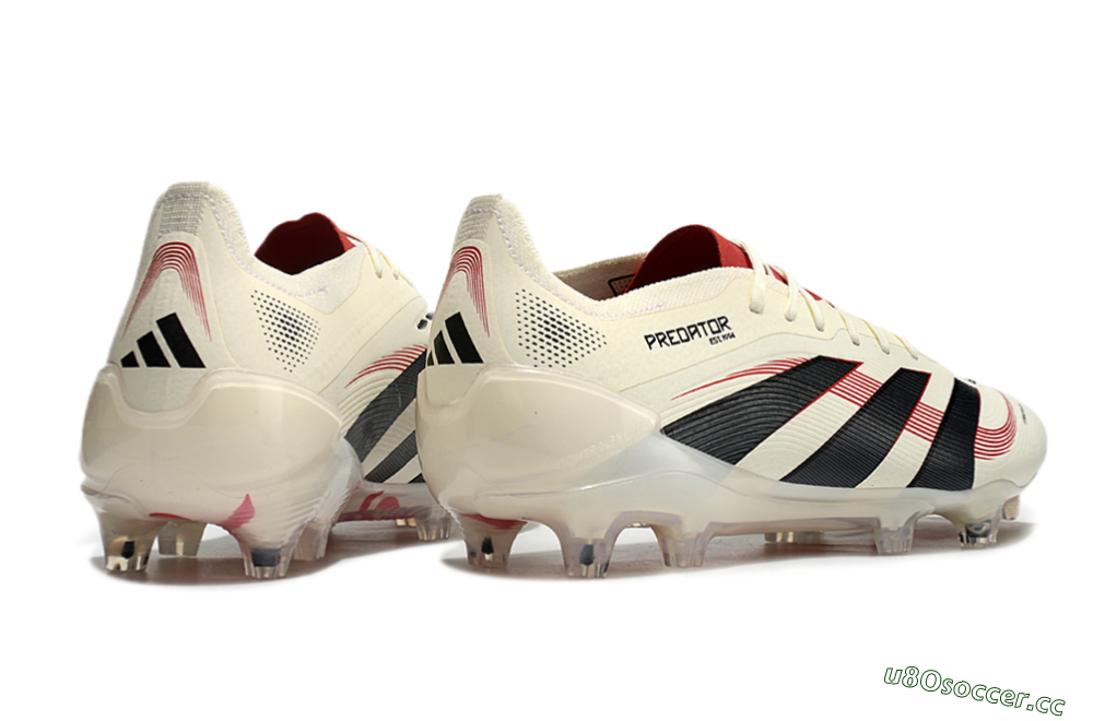 Unisex Adidas Predator Elite 2025 Goal Hunter FG Firm Ground Low-Tops Football Boots - Beige/Black/Red 6