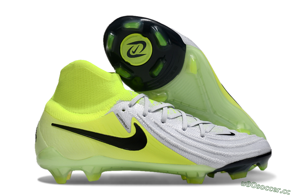 Men's Nike Phantom Luna Elite FG Firm Ground High-Tops Football Boots - Grey/Yellow/Black 2