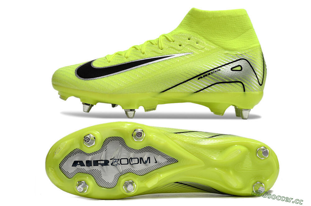 Men's Nike Air Zoom Mercurial Superfly 10 Elite SG Soft Ground High-Tops Football Boots - Yellow/Silver/Black 1