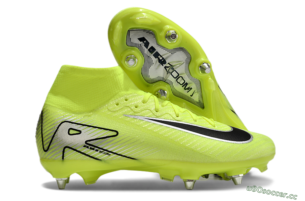 Men's Nike Air Zoom Mercurial Superfly 10 Elite SG Soft Ground High-Tops Football Boots - Yellow/Silver/Black 2