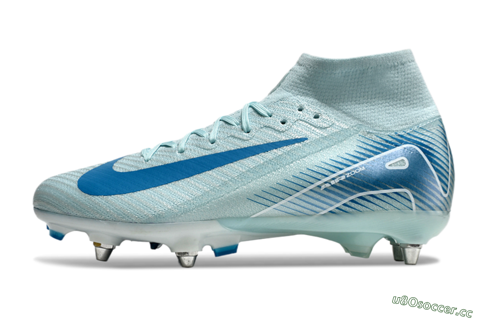 Men's Nike Air Zoom Mercurial Superfly 10 Elite SG Soft Ground High-Tops Football Boots - Jade/Blue/White 2