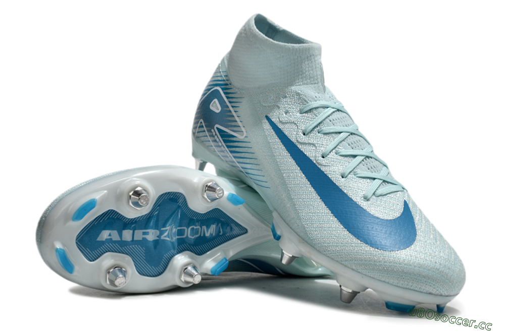 Men's Nike Air Zoom Mercurial Superfly 10 Elite SG Soft Ground High-Tops Football Boots - Jade/Blue/White 0