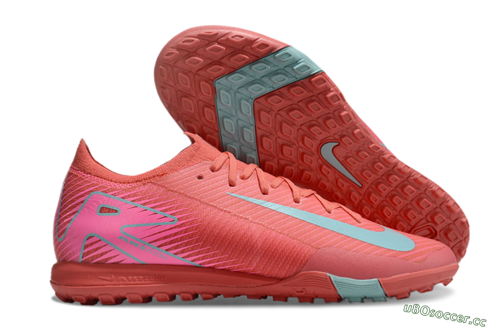 Unisex Nike Air Zoom Mercurial Vapor 16 Elite TF Artificial Turf Low-Tops Football Shoes - Red/Jade/White 2