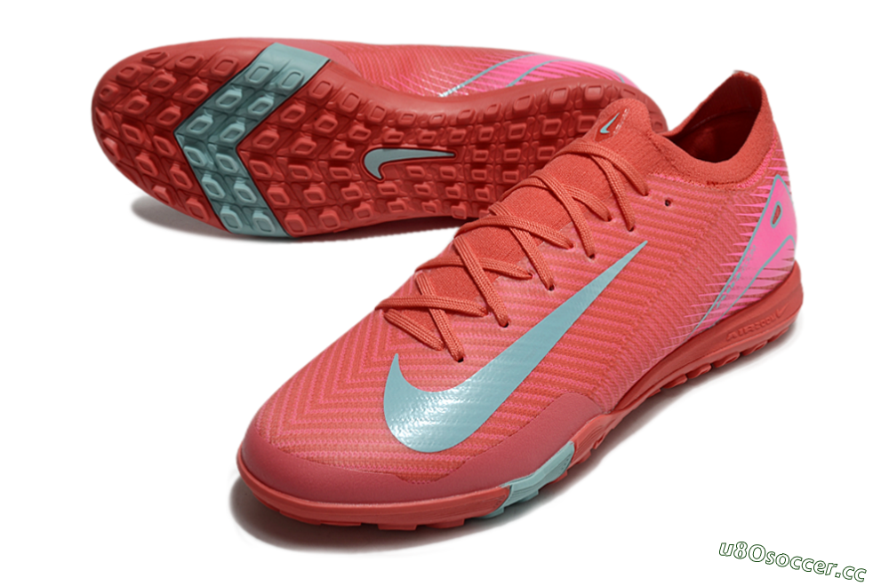 Unisex Nike Air Zoom Mercurial Vapor 16 Elite TF Artificial Turf Low-Tops Football Shoes - Red/Jade/White 3