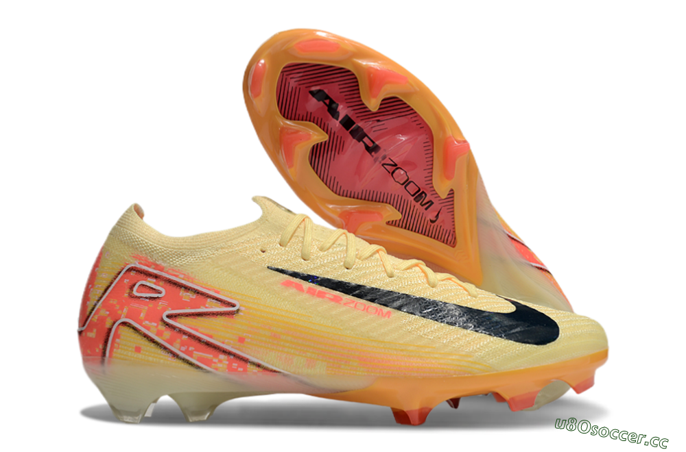 Men's Nike Air Zoom Mercurial Vapor 16 Elite FG Firm Ground Low-Tops Football Boots - Yellow/Black/Pink 2