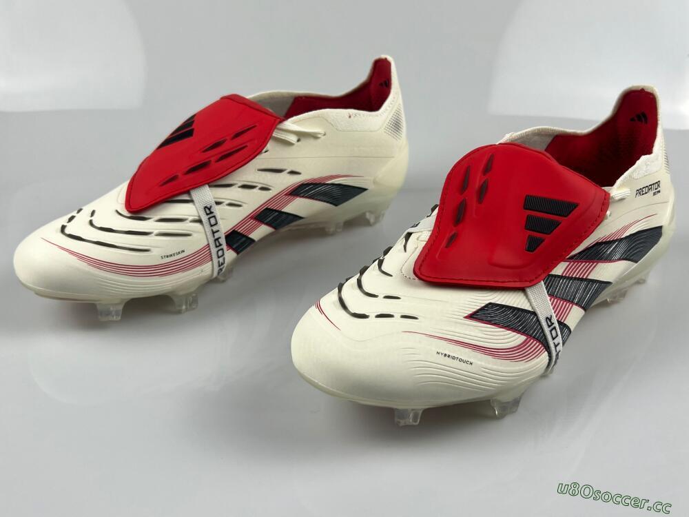 Men's Adidas Predator Elite Foldover Tongue FG Firm Ground Low-Tops Football Boots - Beige/Black/Red
