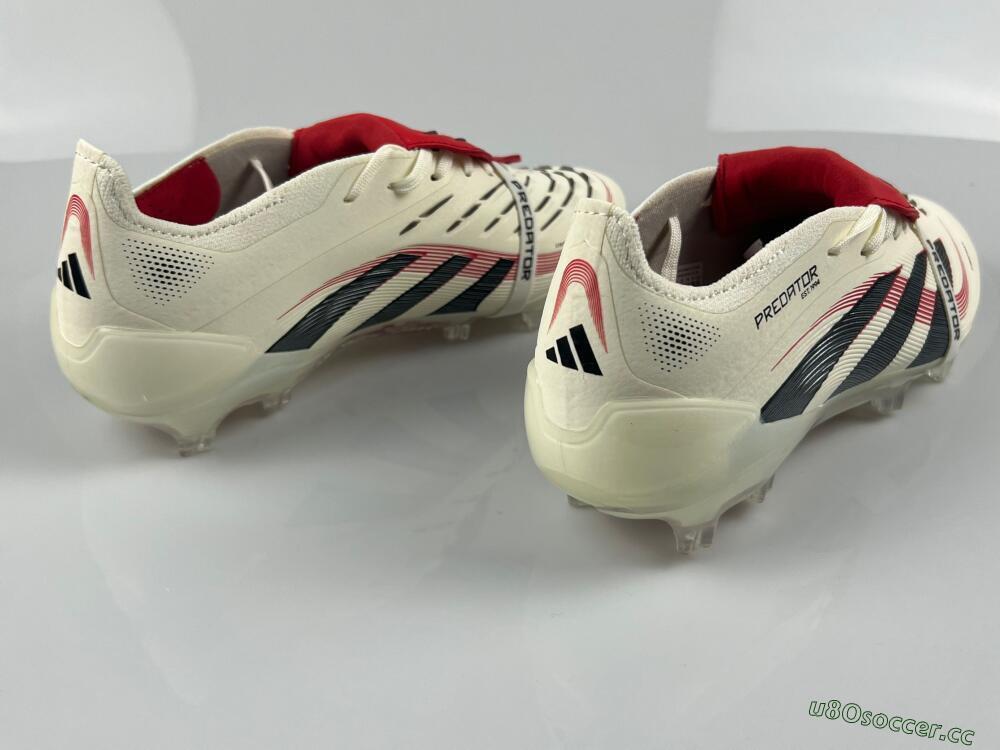 Men's Adidas Predator Elite Foldover Tongue FG Firm Ground Low-Tops Football Boots - Beige/Black/Red