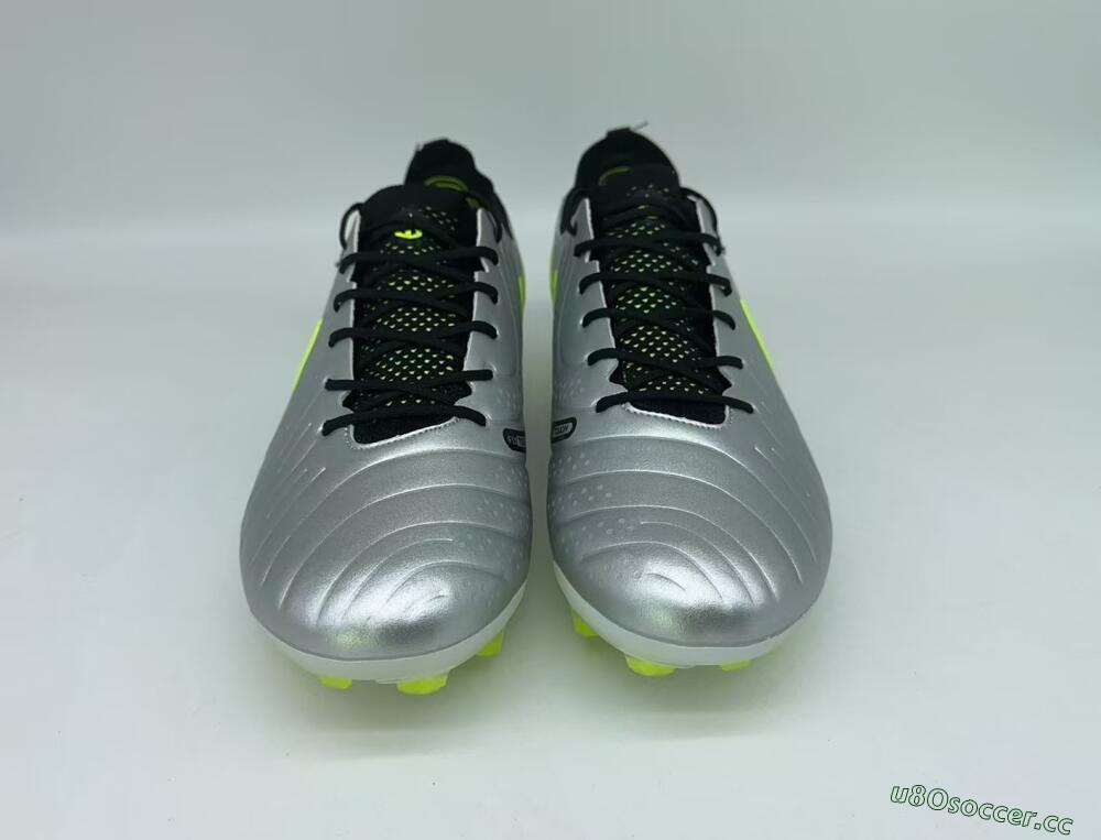 Men's Nike Tiempo Legend 10 Elite AG Artificial Grass Low-Tops Football Boots - Silver/Black/Yellow