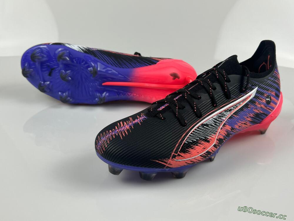 Men's Puma Ultra Ultimate FG Firm Ground Low-Tops Football Boots - Black/White/Purple/Pink