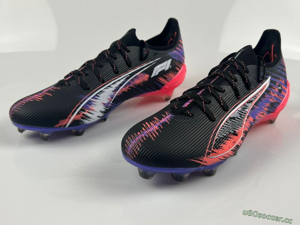 Men's Puma Ultra Ultimate FG Firm Ground Low-Tops Football Boots - Black/White/Purple/Pink