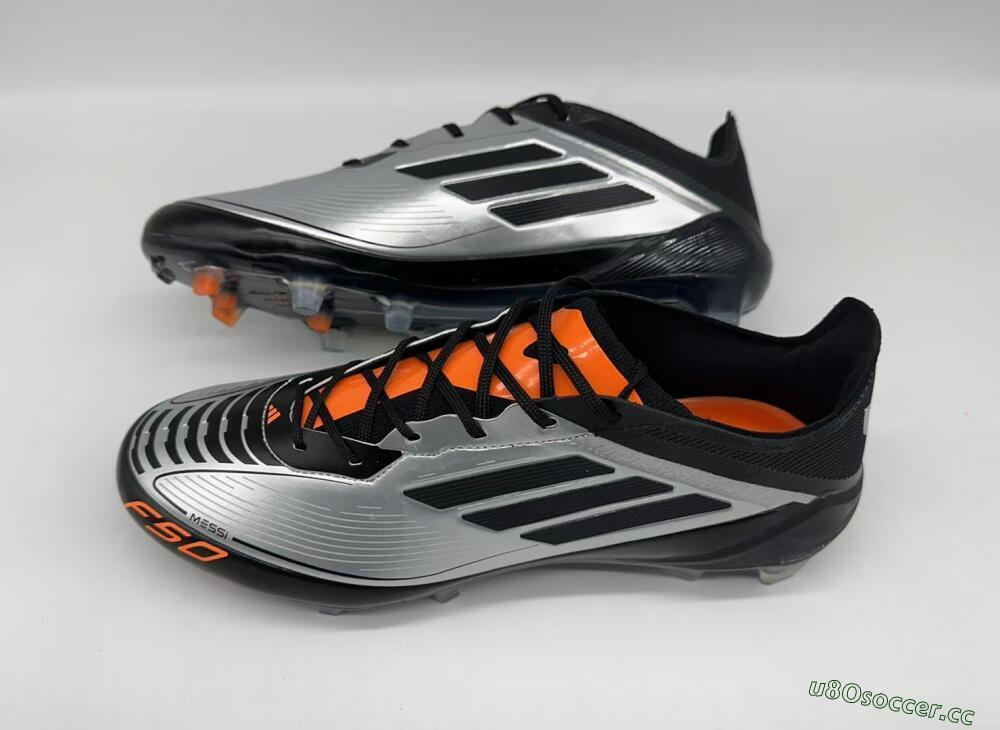 Men's Adidas F50 Elite Messi FG Firm Ground Low-Tops Football Boots - Silver/Black/Orange