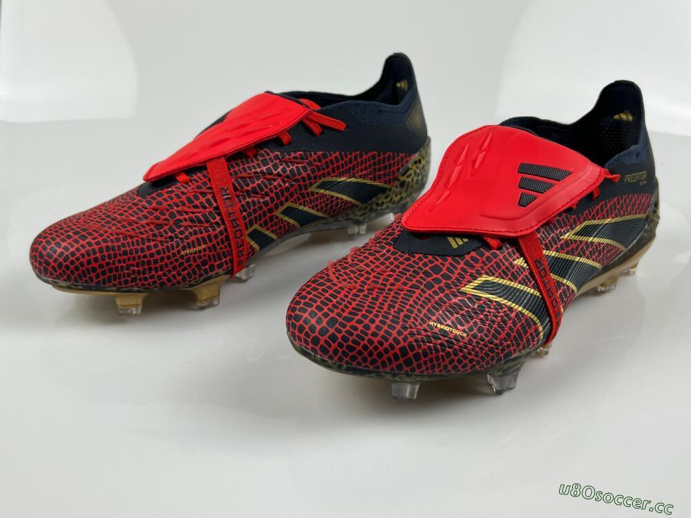 Men's Adidas Predator Elite Foldover Tongue FG Firm Ground Low-Tops Football Boots - Red/Black/Gold