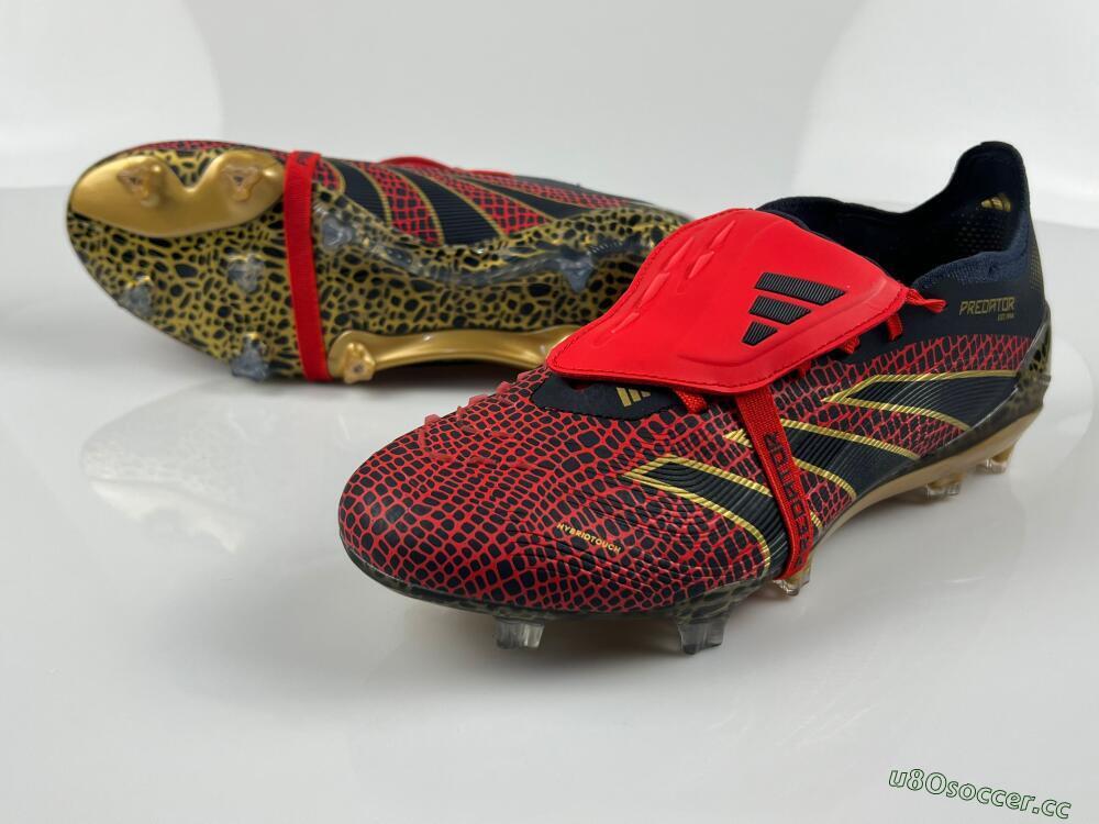 Men's Adidas Predator Elite Foldover Tongue FG Firm Ground Low-Tops Football Boots - Red/Black/Gold