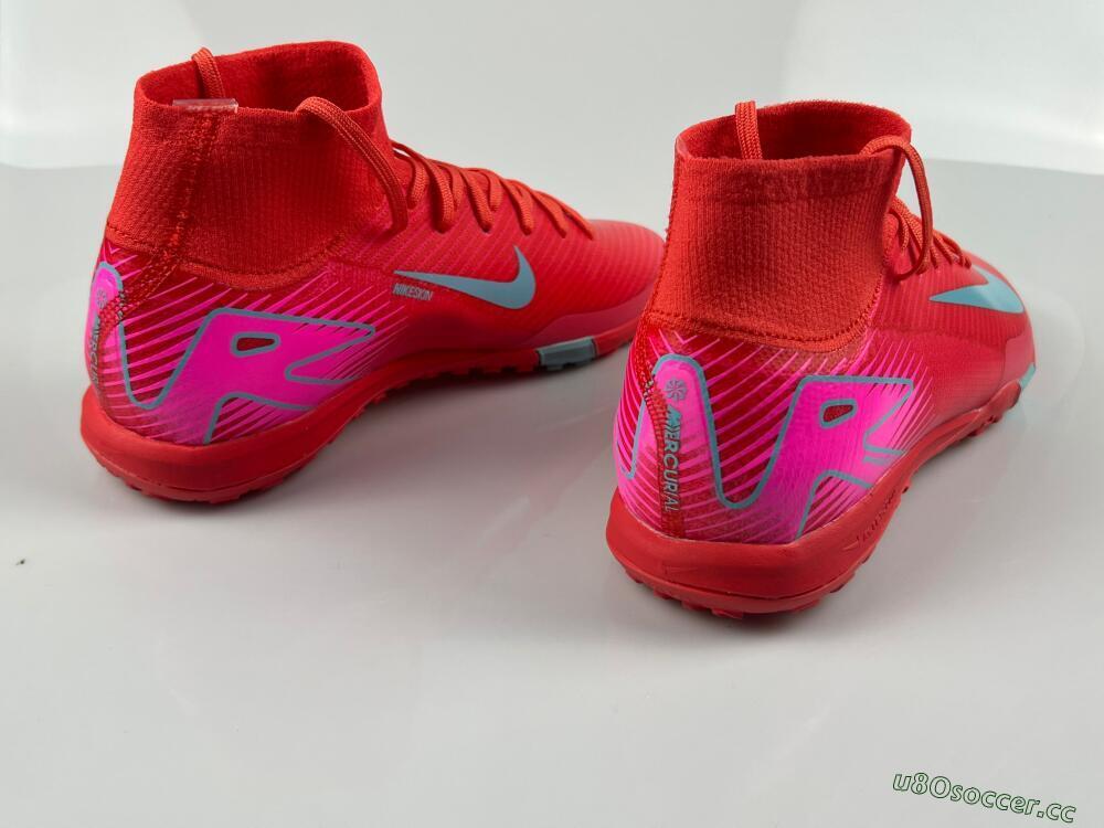 Unisex Nike Air Zoom Mercurial Superfly 10 Elite TF Artificial Turf High-Tops Football Shoes - Red/Jade/White