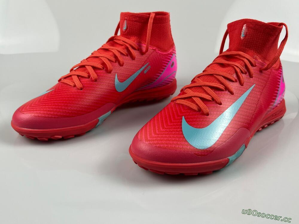 Unisex Nike Air Zoom Mercurial Superfly 10 Elite TF Artificial Turf High-Tops Football Shoes - Red/Jade/White