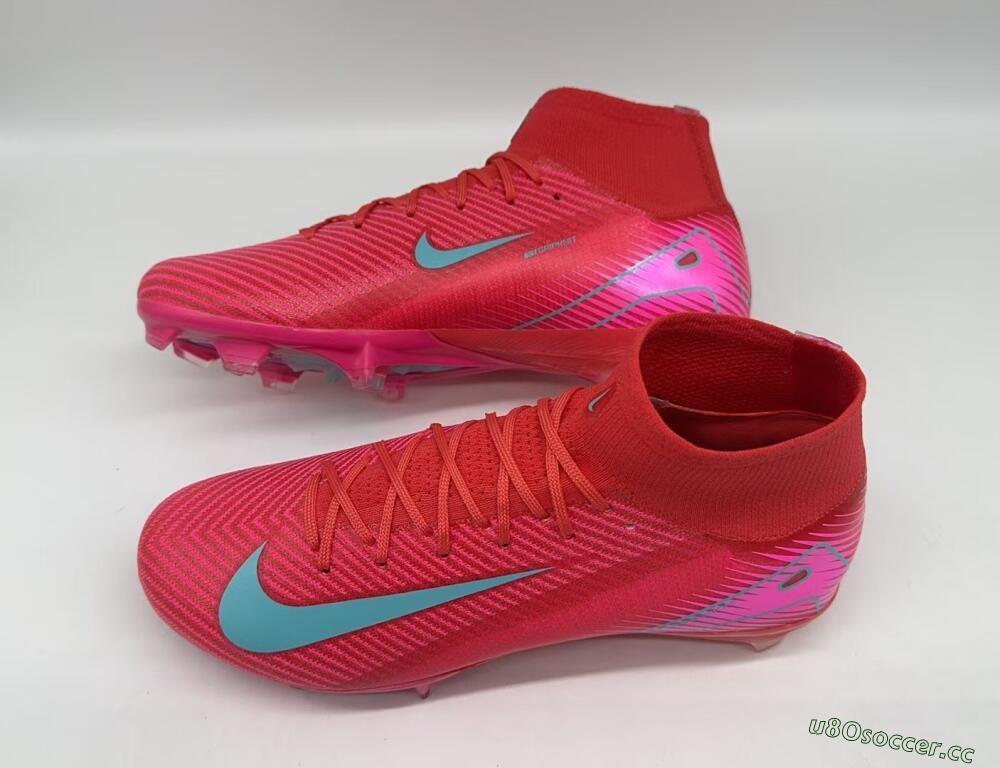 Unisex Nike Air Zoom Mercurial Superfly 10 Elite FG Firm Ground High-Tops Football Boots - Red/Jade/White