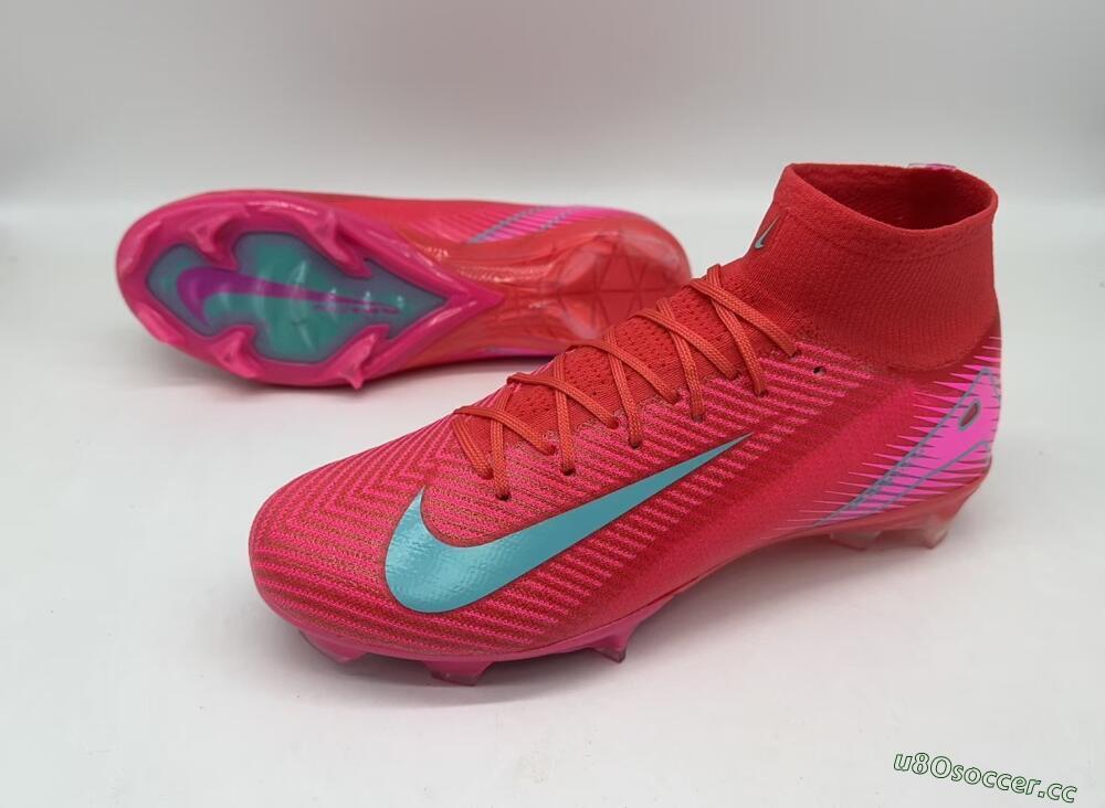 Unisex Nike Air Zoom Mercurial Superfly 10 Elite FG Firm Ground High-Tops Football Boots - Red/Jade/White