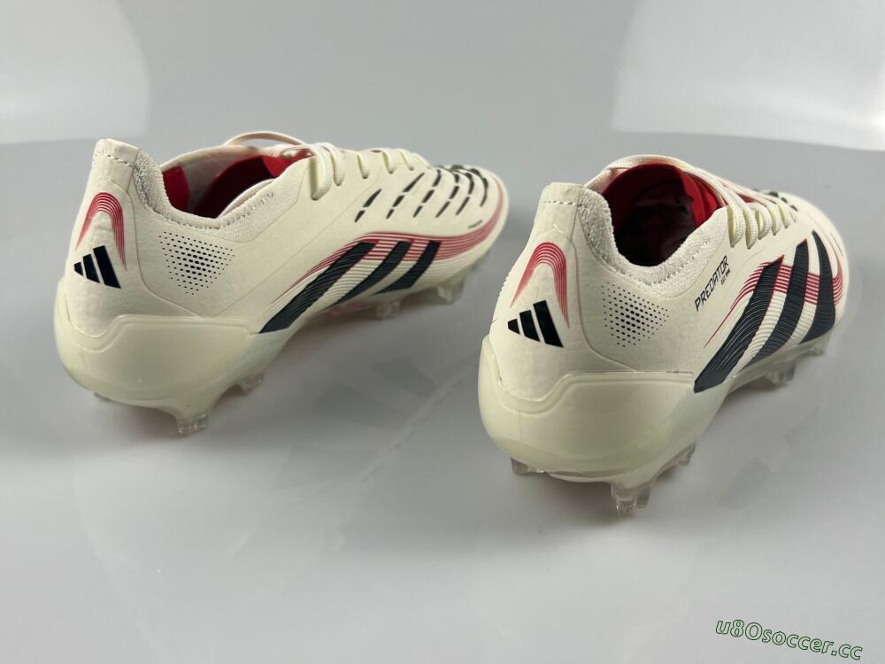 Unisex Adidas Predator Elite 2025 Goal Hunter FG Firm Ground Low-Tops Football Boots - Beige/Black/Red