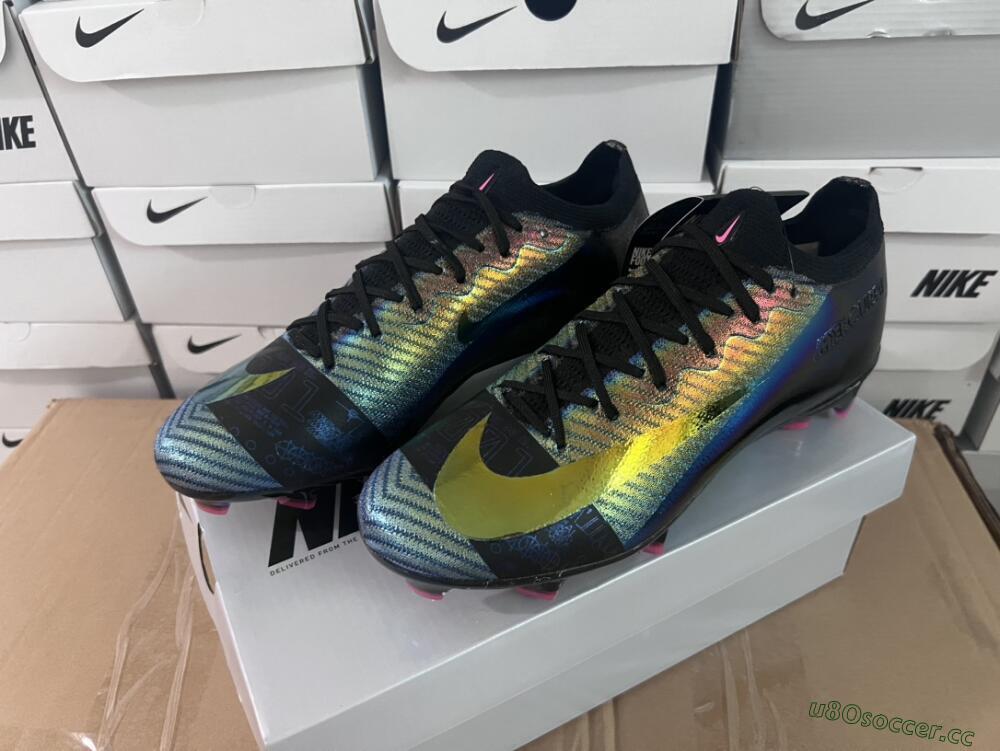 Unisex Nike Air Zoom Mercurial Vapor 15 Elite FG Firm Ground Low-Tops Football Boots - Blue/Black/Gold