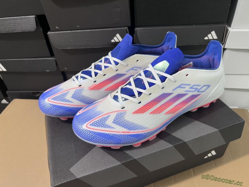 Unisex Adidas F50 Elite MG Multi Ground Low-Tops Football Boots - White/Blue/Red