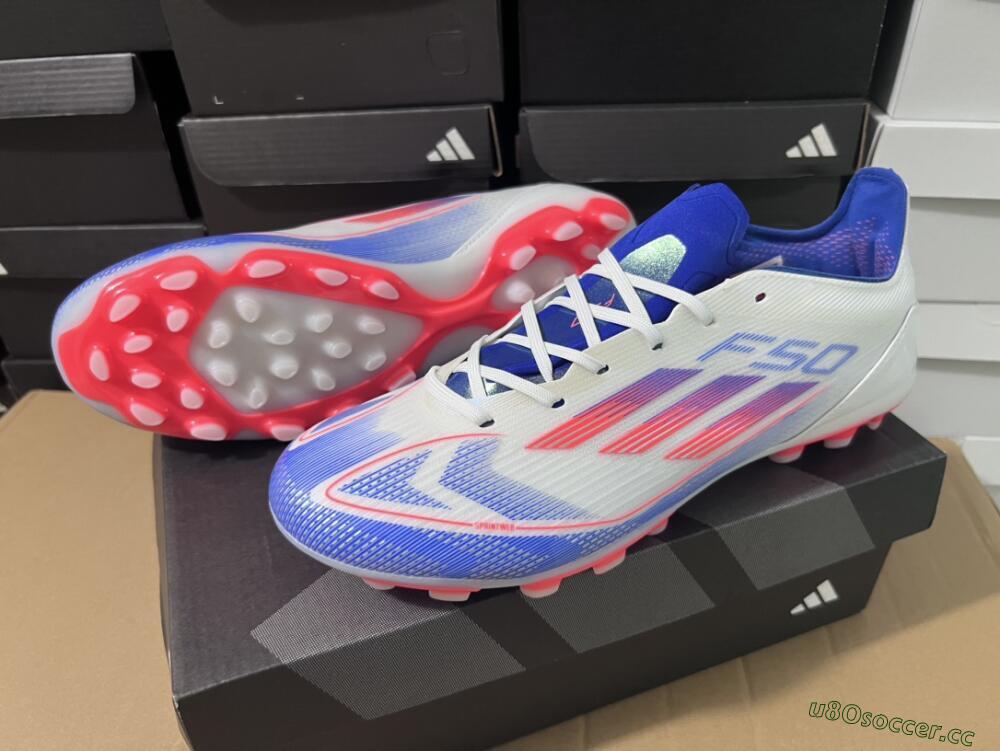 Unisex Adidas F50 Elite MG Multi Ground Low-Tops Football Boots - White/Blue/Red