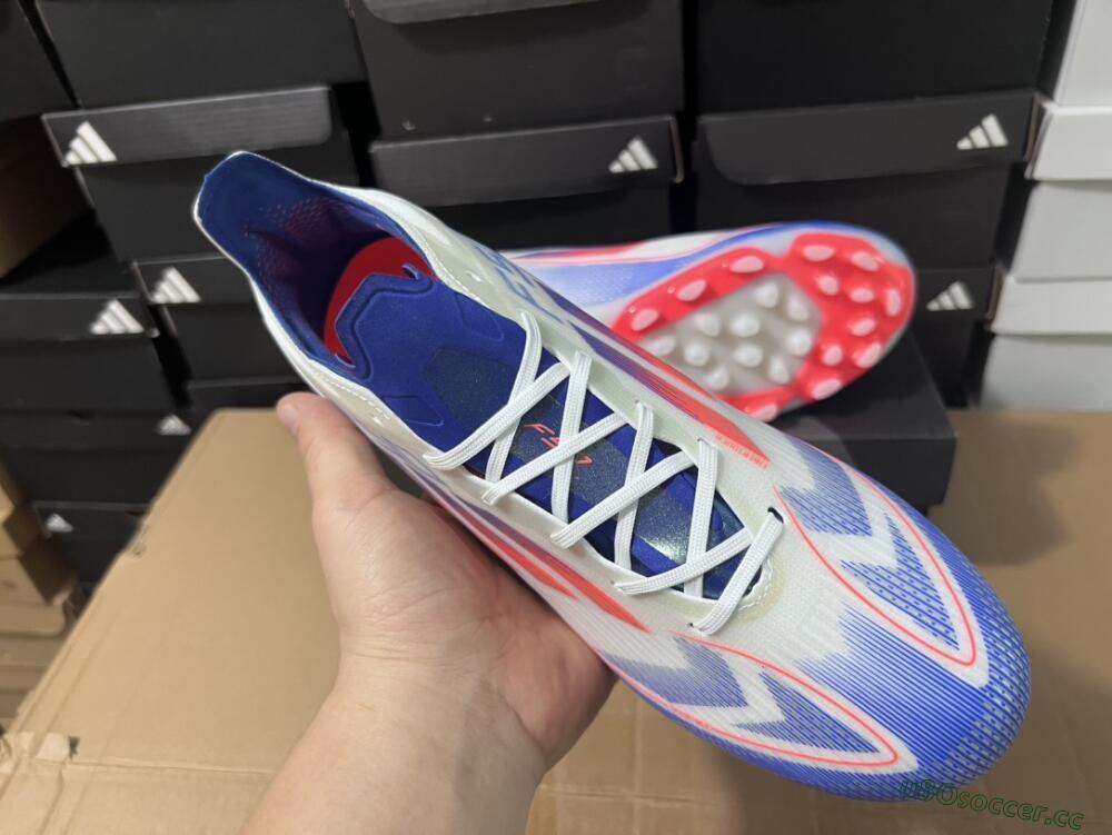 Unisex Adidas F50 Elite MG Multi Ground Low-Tops Football Boots - White/Blue/Red