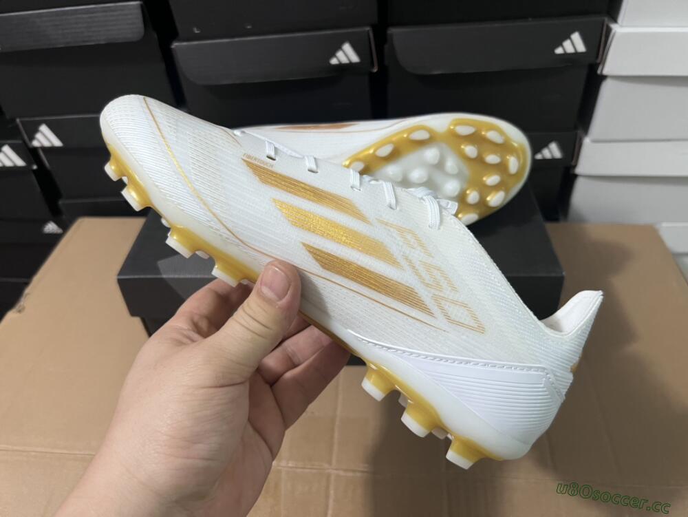 Unisex Adidas F50 Elite MG Multi Ground Low-Tops Football Boots - White/Gold