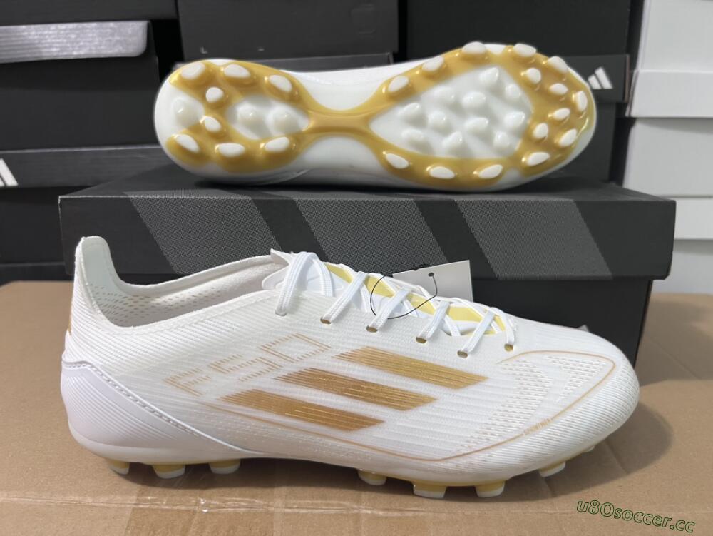 Unisex Adidas F50 Elite MG Multi Ground Low-Tops Football Boots - White/Gold