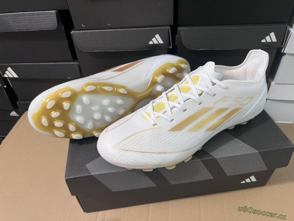 Unisex Adidas F50 Elite MG Multi Ground Low-Tops Football Boots - White/Gold