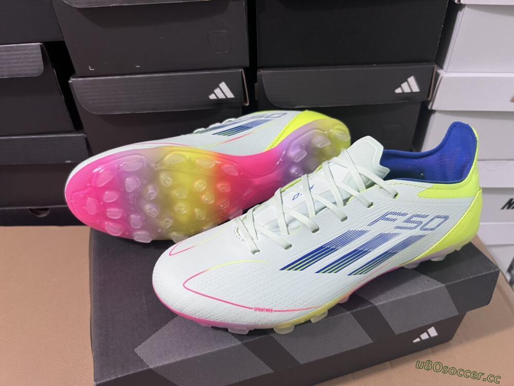 Unisex Adidas F50 Elite MG Multi Ground Low-Tops Football Boots - Jade/Blue/Yellow