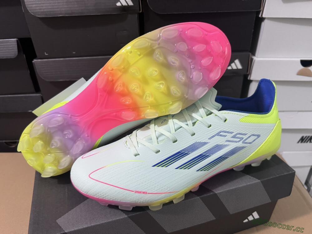 Unisex Adidas F50 Elite MG Multi Ground Low-Tops Football Boots - Jade/Blue/Yellow