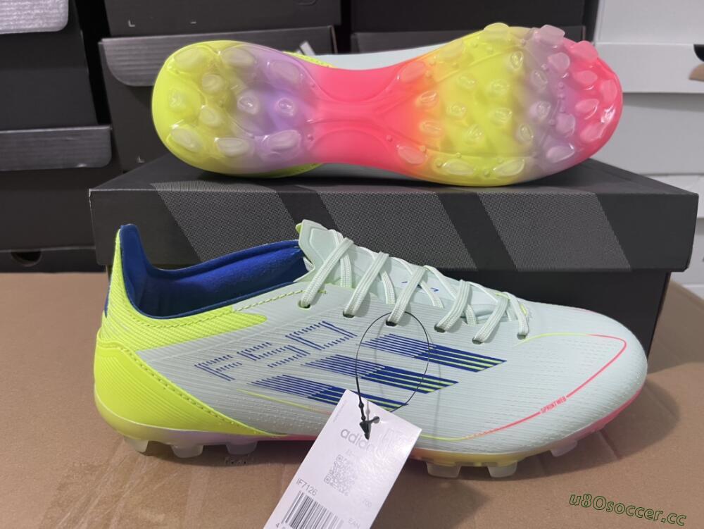 Unisex Adidas F50 Elite MG Multi Ground Low-Tops Football Boots - Jade/Blue/Yellow